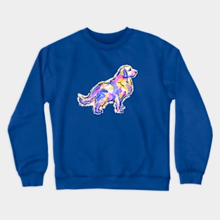 Colorful Golden Retriever Dog Fluffy Brush Stroke Illustration Crewneck Sweatshirt